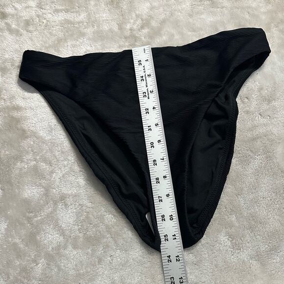 J.Crew‎ Ribbed High-Rise Cheeky Bikini Bottom Women's Medium Black NWT - Picture 7 of 8